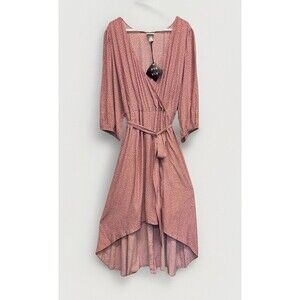 Ava & Viv Women’s Long Sleeve Wrap Dress Asymmetrical 3X Dusty Pink
